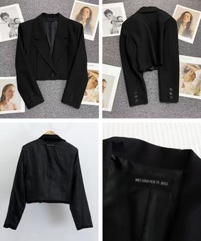 ショート丈テーラードジャケット 秋服 送料無料 即日発送-8