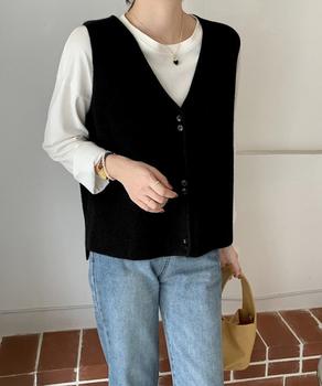 Vネックニットベスト ニットジレ 重ね着 送料無料 即日発送-2