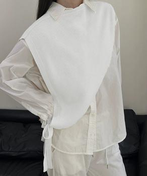 三角ニットベスト 重ね着 肩掛け風ニット 送料無料 即日発送-3