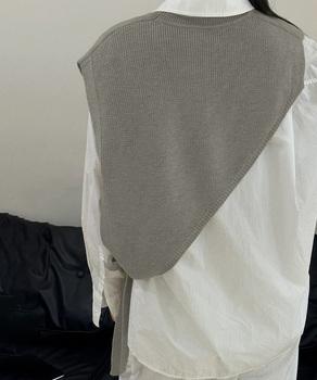 三角ニットベスト 重ね着 肩掛け風ニット 送料無料 即日発送-4