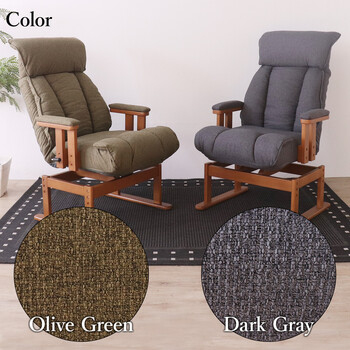 座椅子 お手入れ簡単回転高座椅子 オリーブグリーン 送料無料-5