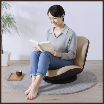 座椅子 コンパクト快適座椅子 ベージュ完成品 送料無料-3