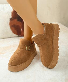 ムートンブーツ 厚底 ショートブーツ 冬 送料無料 即日発送-5