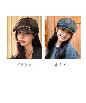 ベレー帽 レディース チェック柄 春秋冬 送料無料 即日発送-1
