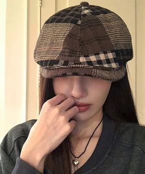 ベレー帽 レディース チェック柄 春秋冬 送料無料 即日発送-3