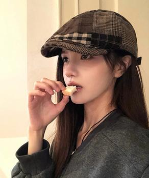 ベレー帽 レディース チェック柄 春秋冬 送料無料 即日発送-4