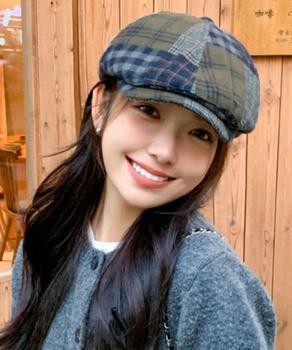 ベレー帽 レディース チェック柄 春秋冬 送料無料 即日発送-6