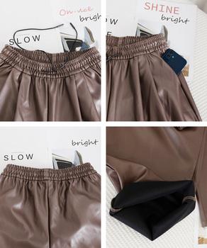 フェイクレザーワイドパンツ ハイウエスト 送料無料 即日発送-9