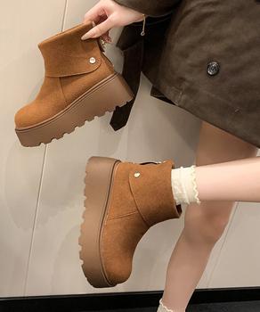 厚底ショートブーツ 秋冬シューズ美脚脚長 送料無料 即日発送-3