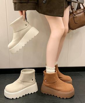 厚底ショートブーツ 秋冬シューズ美脚脚長 送料無料 即日発送-4