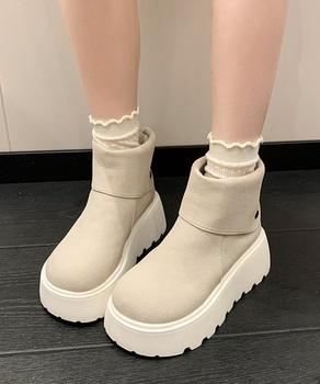 厚底ショートブーツ 秋冬シューズ美脚脚長 送料無料 即日発送-5