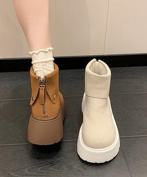 厚底ショートブーツ 秋冬シューズ美脚脚長 送料無料 即日発送-7