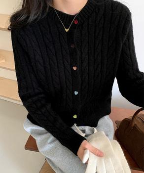 ケーブルニットカーディガン 前開きニット 送料無料 即日発送-2