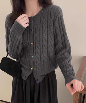 ケーブルニットカーディガン 前開きニット 送料無料 即日発送-4