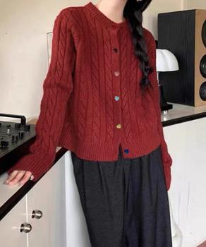 ケーブルニットカーディガン 前開きニット 送料無料 即日発送-5