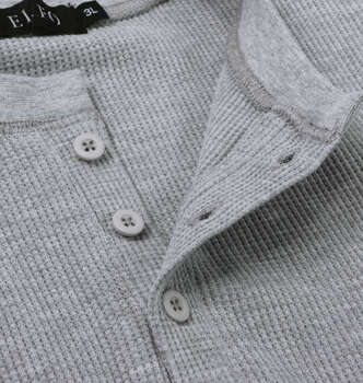 大きいサイズ EL.FO 無地ワッフル編みヘンリーネック長袖Tシャツ 3L 4L 5L 6L ライトグレー ラッピング可 送料無料 即日発送-4