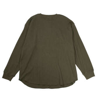 大きいサイズ EL.FO 無地ワッフル編みヘンリーネック長袖Tシャツ 3L 4L 5L 6L カーキ ラッピング可 送料無料 即日発送-1