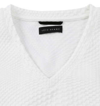 大きいサイズ TETE HOMME ブリスタージャガードVネック長袖Tシャツ 3L 4L 5L 6L ホワイト ラッピング可 送料無料 即日発送-3