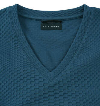 大きいサイズ TETE HOMME ブリスタージャガードVネック長袖Tシャツ 3L 4L 5L 6L ターコイズ ラッピング可 送料無料 即日発送-3