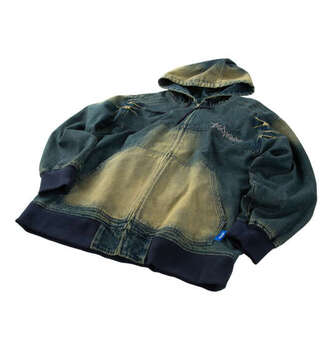 大きいサイズ SEQUENZ ウォッシュドデニムフルジップパーカー 3L 4L 5L 6L ネイビー ラッピング可 送料無料 即日発送-4