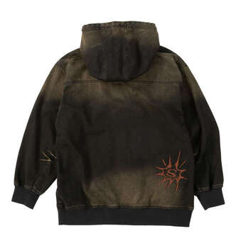 大きいサイズ SEQUENZ ウォッシュドデニムフルジップパーカー 3L 4L 5L 6L ブラック ラッピング可 送料無料 即日発送-1