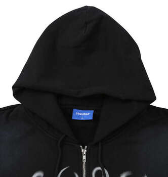 大きいサイズ SEQUENZ パウダースプレーブリーチ加工フルジップパーカー 3L 4L 5L 6L ブラック ラッピング可 送料無料 即日発送-3