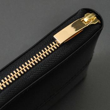 二つ折り財布 BEAMZSQUARE 蛇革ライン×馬革ラウンドファスナー短財布 BZSQ 319 黒金開運金運財布 送料無料-4