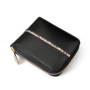 二つ折り財布 BEAMZSQUARE 蛇革ライン×馬革ラウンドファスナー短財布 BZSQ 319 黒金開運金運財布 送料無料-8