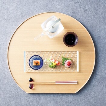 タモ薄型両面盆 半月 クリアー こげ茶 リバーシブル仕様 大 送料無料-11