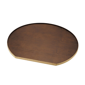 タモ薄型両面盆 半月 クリアー こげ茶 リバーシブル仕様 小 送料無料-1