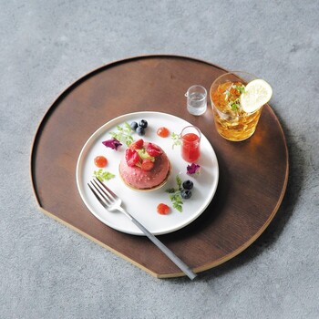 タモ薄型両面盆 半月 クリアー こげ茶 リバーシブル仕様 大 送料無料-5