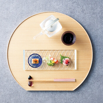 タモ薄型両面盆 半月 クリアー 黒 リバーシブル仕様 大 送料無料-7