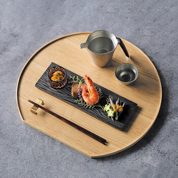 タモ薄型両面盆 半月 クリアー 黒 リバーシブル仕様 大 送料無料-3