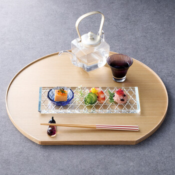 タモ薄型両面盆 半月 クリアー 黒 リバーシブル仕様 大 送料無料-6