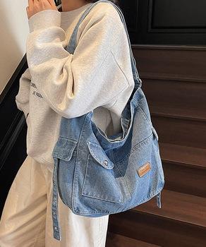 デニム ショルダーバッグ A4 大容量 送料無料 即日発送-3