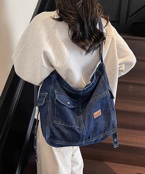 デニム ショルダーバッグ A4 大容量 送料無料 即日発送-4