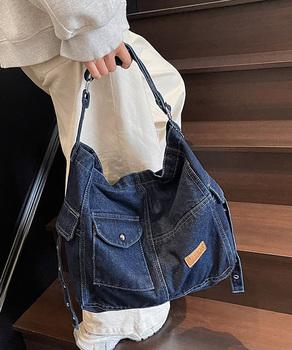 デニム ショルダーバッグ A4 大容量 送料無料 即日発送-5