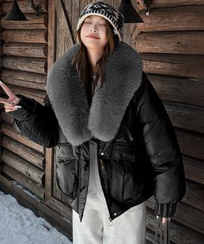 エコダウンジャケットファー襟中綿アウター 送料無料 即日発送-2