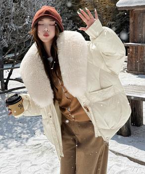 エコダウンジャケットファー襟中綿アウター 送料無料 即日発送-3