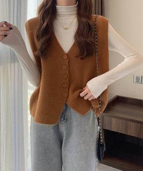 ニットベスト ニットジレ 重ね着 秋冬服 送料無料 即日発送-4