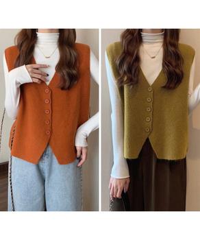 ニットベスト ニットジレ 重ね着 秋冬服 送料無料 即日発送-6