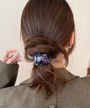 ミックスカラーカーブヘアゴムレトロお洒落 送料無料 即日発送-6