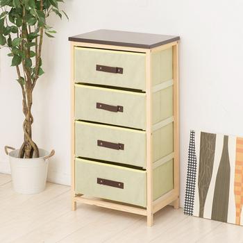 ナチュラルテイスト 収納ハンプチェスト 4段 天板付 木目 ラック 送料無料-1