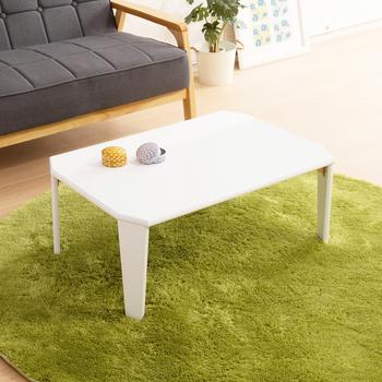 美しい鏡面加工リッチテーブル 幅75cm 机 つくえ モノトーン 折りたたみ インテリア 送料無料-1