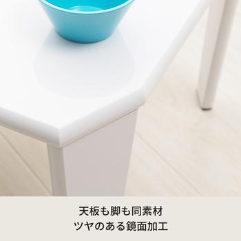 美しい鏡面加工リッチテーブル 幅75cm 机 つくえ モノトーン 折りたたみ インテリア 送料無料-4