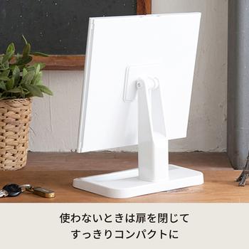 メイクアップミラー 卓上ミラー 三面鏡 大きい 折りたたみ カガミ 鏡 ホワイト 送料無料-6