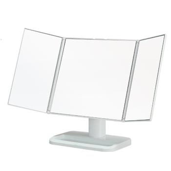 メイクアップミラー 卓上ミラー 三面鏡 大きい 折りたたみ カガミ 鏡 ホワイト 送料無料-7