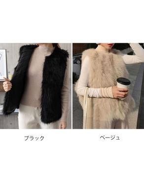 フェイクファーベスト ふわふわファージレ 送料無料 即日発送-1