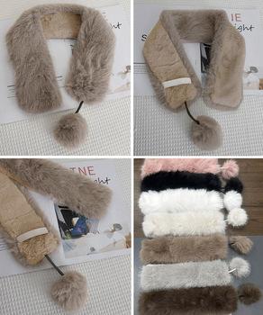 ポンポン付きフェイクファーマフラー暖かい 送料無料 即日発送-9