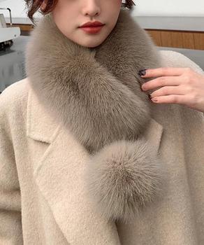 ポンポン付きフェイクファーマフラー暖かい 送料無料 即日発送-5